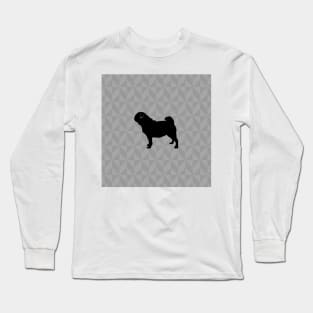 Pug Dog Lover Gift - Scandi Geometric Silhouette Long Sleeve T-Shirt